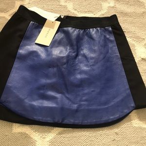 NWT Mason blue black leather mini skirt